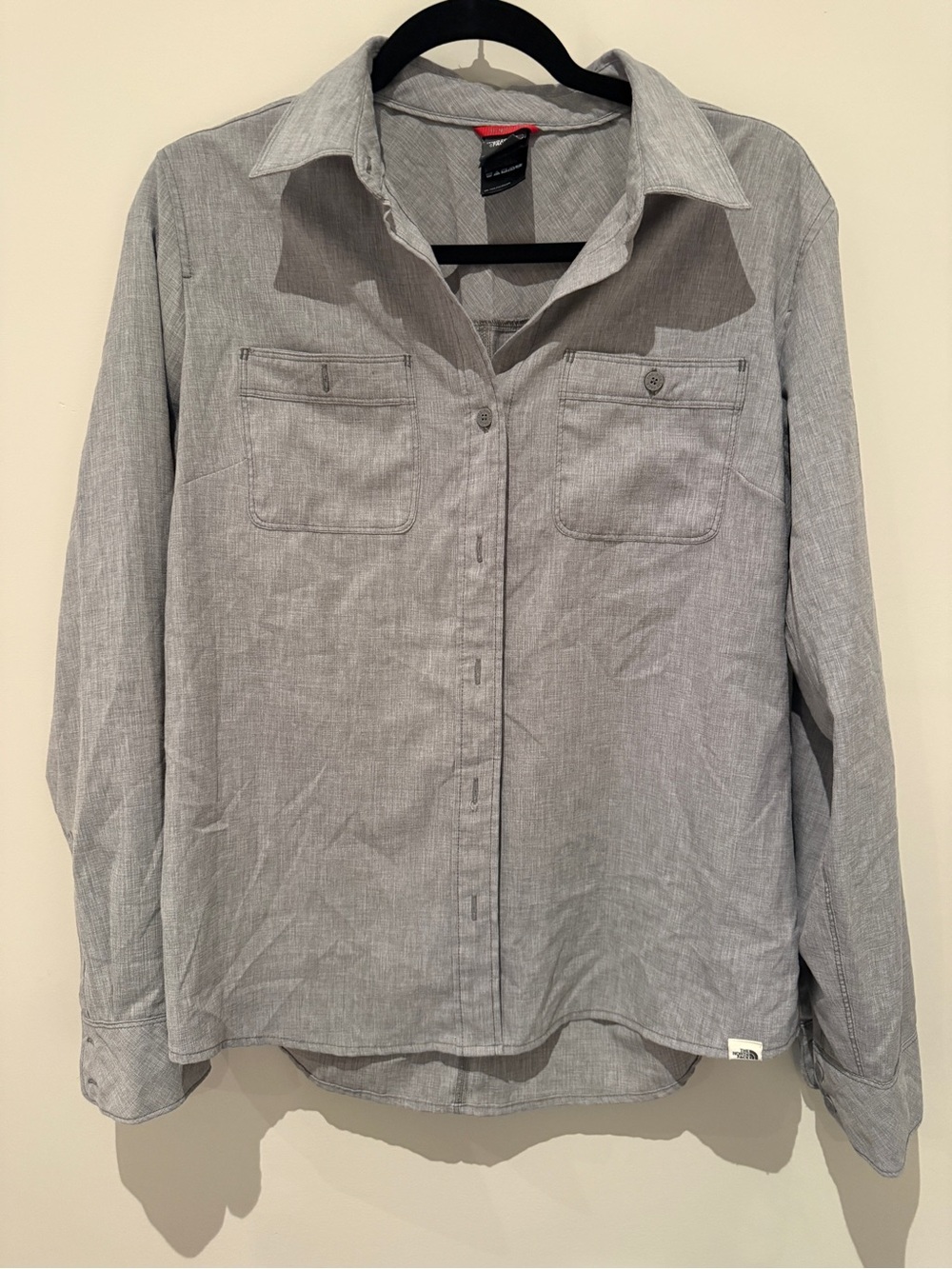 The North Face Womens Large Grey Button Front Hiking Travel Shirt L